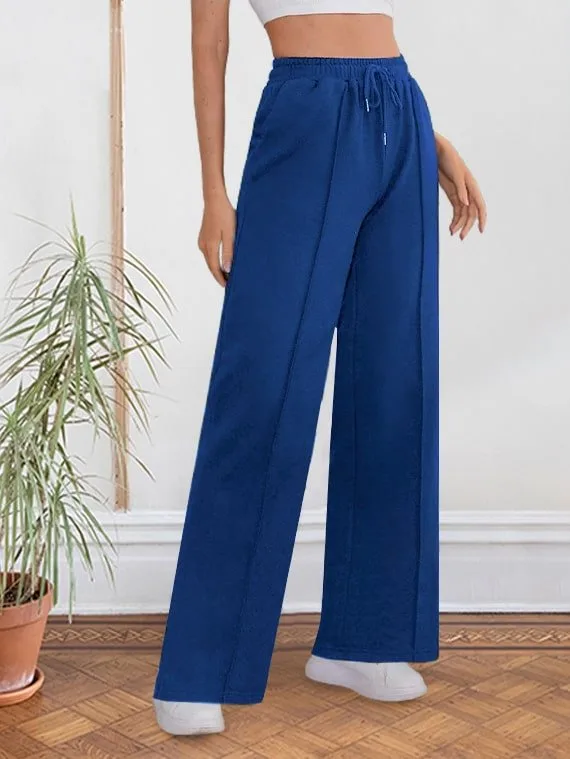 Sport Sweatpants Wide Leg Pants With Line - Royal Blue - Image 3
