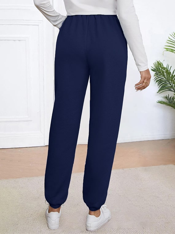 Sport Sweatpants With Line – High Waist – Navy