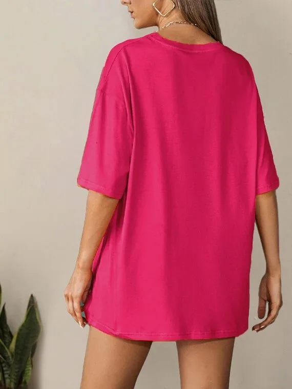 T-Shirt Drop Shoulder Oversized – Cotton – Fuchsia