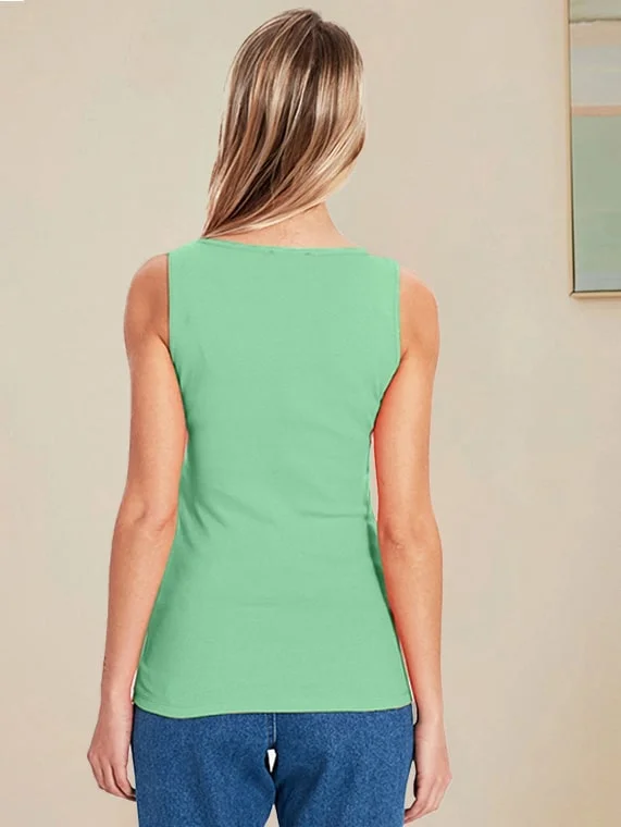 Cotton Tank Top Bold Strap – Green