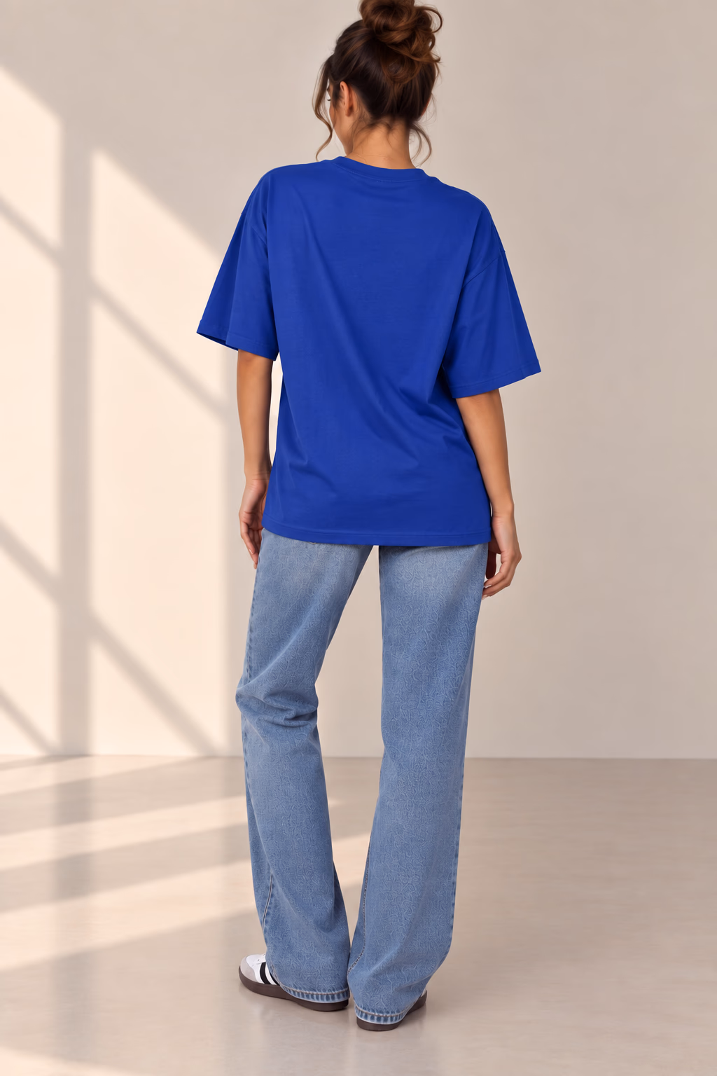 T-Shirt Drop Shoulder Oversized - Cotton - Royal Blue - الصورة 3