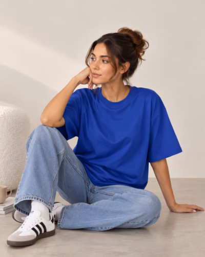 T-Shirt Drop Shoulder Oversized – Cotton – Royal Blue
