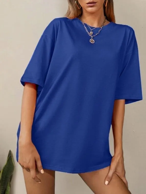 T-Shirt Drop Shoulder Oversized – Cotton – Royal Blue