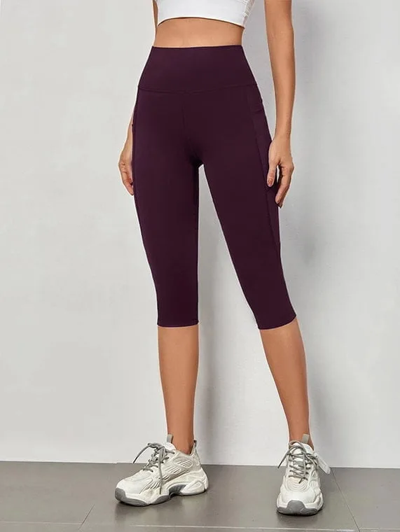 Sport Leggings Bermuda With Pocket – Eggplant