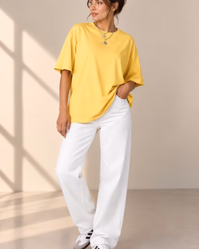 T-Shirt Drop Shoulder Oversized – Cotton – Yellow