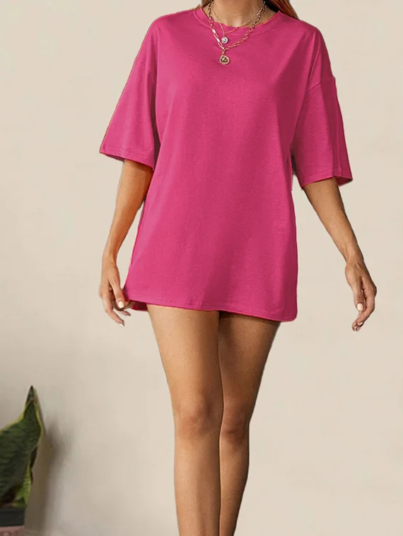 T-Shirt Drop Shoulder Oversized – Cotton – Pink