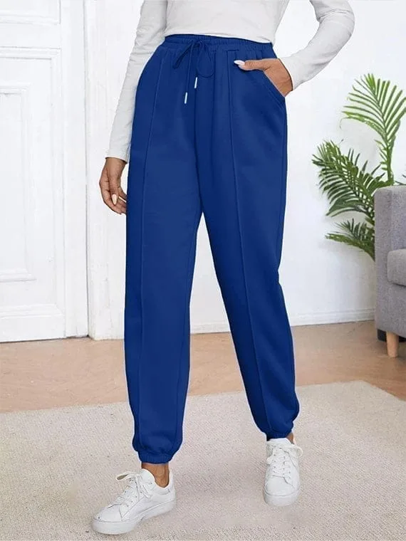 Sport Sweatpants With Line – High Waist – Royal Blue