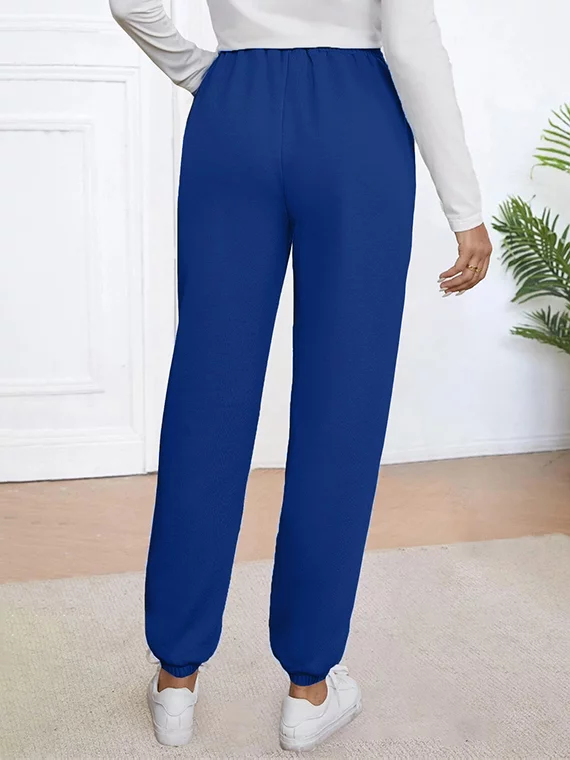 Sport Sweatpants With Line – High Waist – Royal Blue