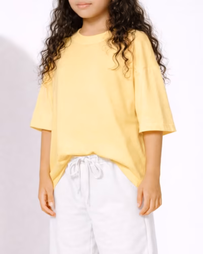 Oversized T-Shirt Drop Shoulder  – Cotton – Yellow