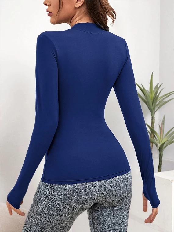 Half Zipper Sport Top Long Sleeves – Royal Blue