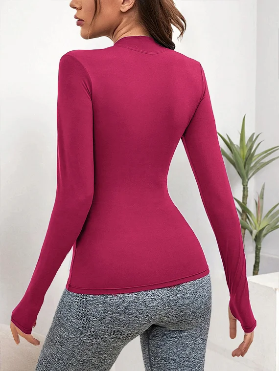 Half Zipper Sport Top Long Sleeves – Fuchsia