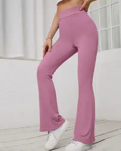 Sport Leggings Pants Flare Leg – Pink