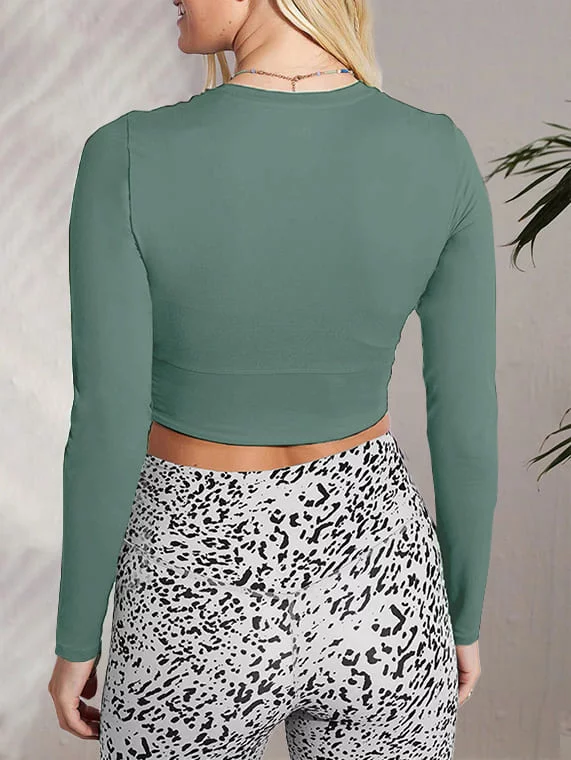 Crop Sport Top Long Sleeves – Mint Green