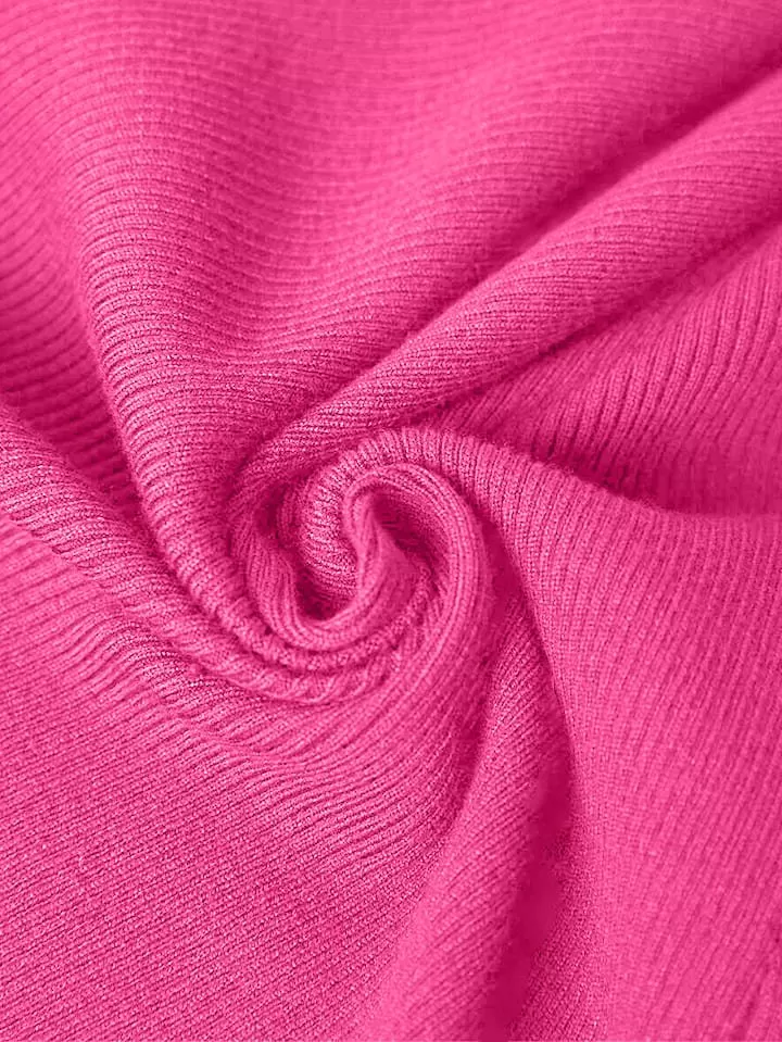 Ribbed Top Crew Neck Long Sleeve – Fuchsia