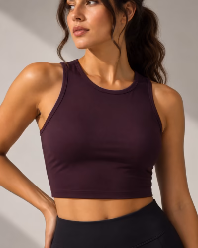 Crop Sports Tank Top Non Padded – Eggplant