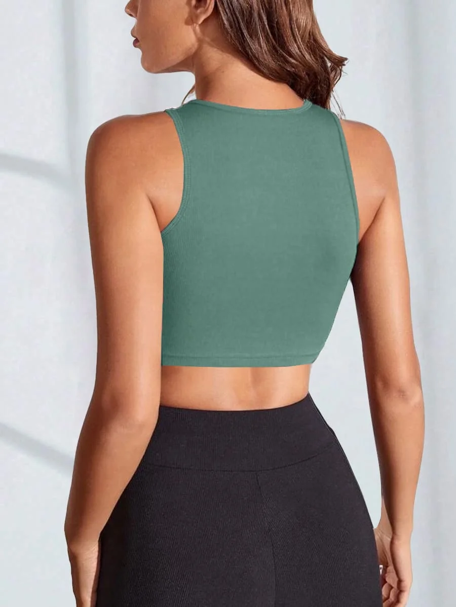 Crop Sports Tank Top Non Padded – Mint Green