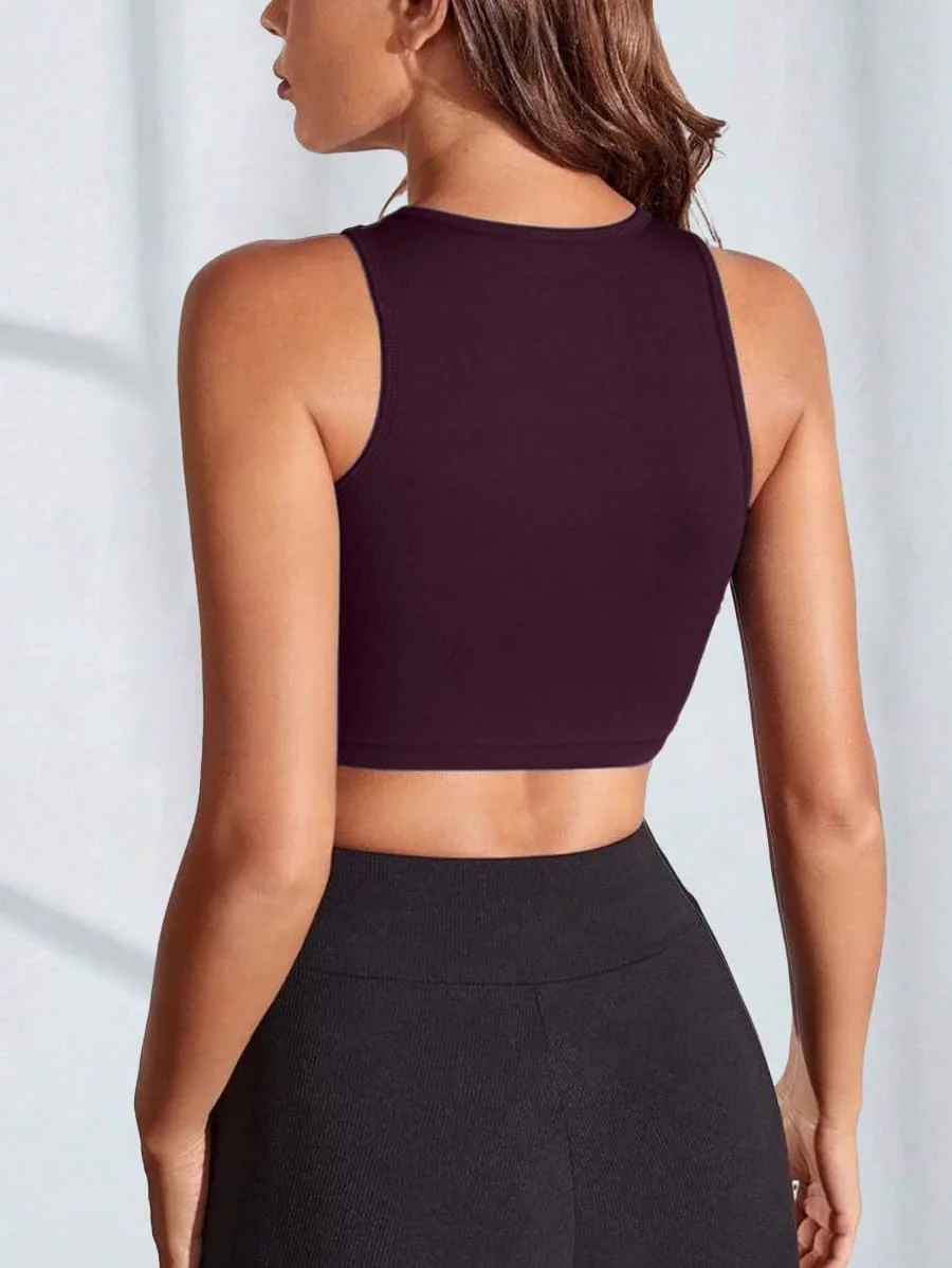 Crop Sports Tank Top Non Padded – Eggplant