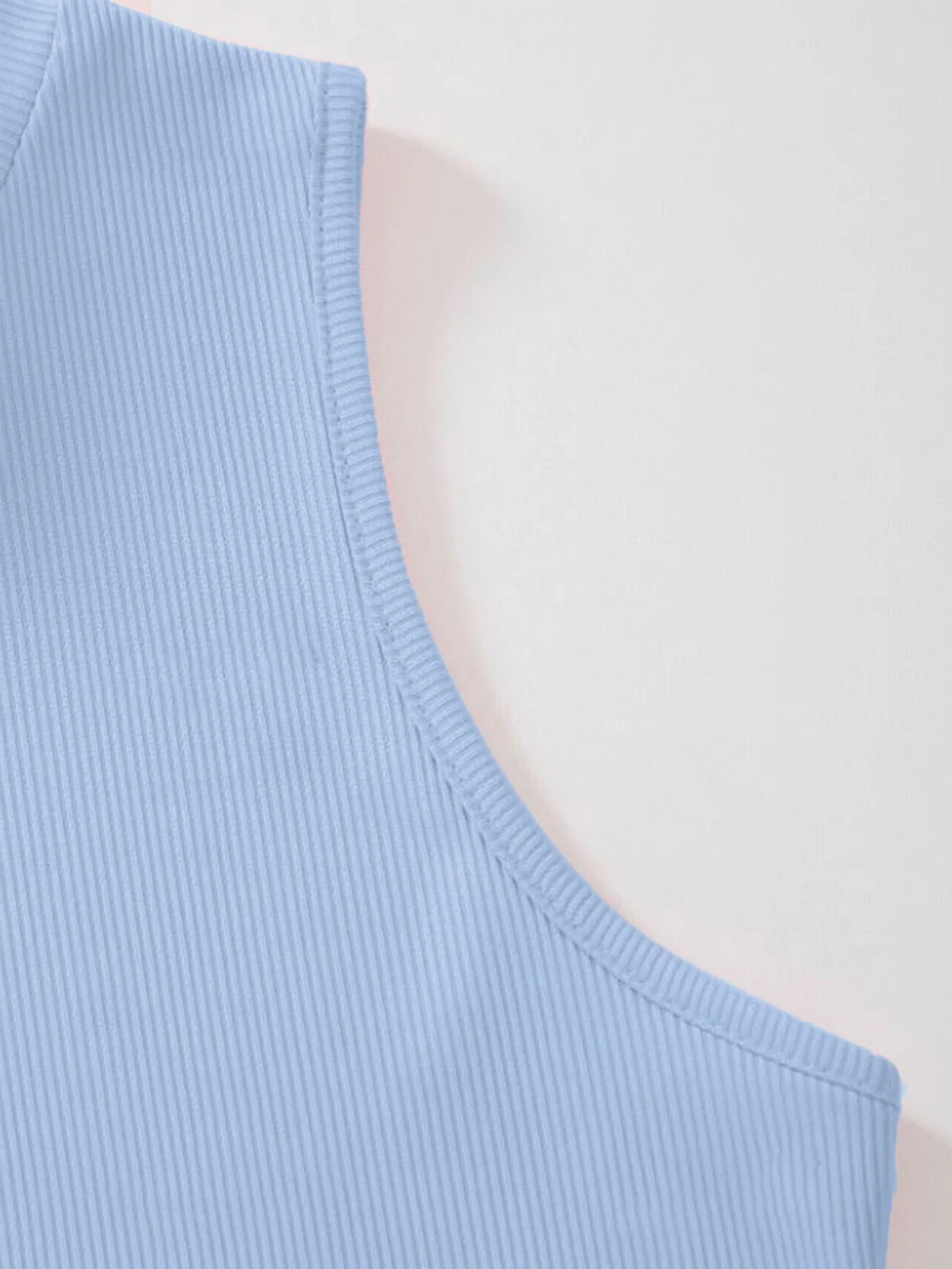 Rib Knit Crop Tank Top Mock Neck – Baby Blue