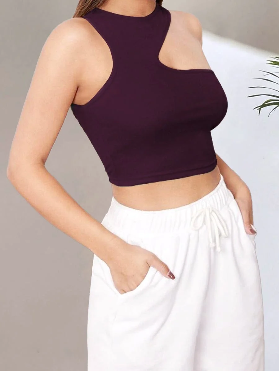 Crop Sports Tank Top – Eggplant