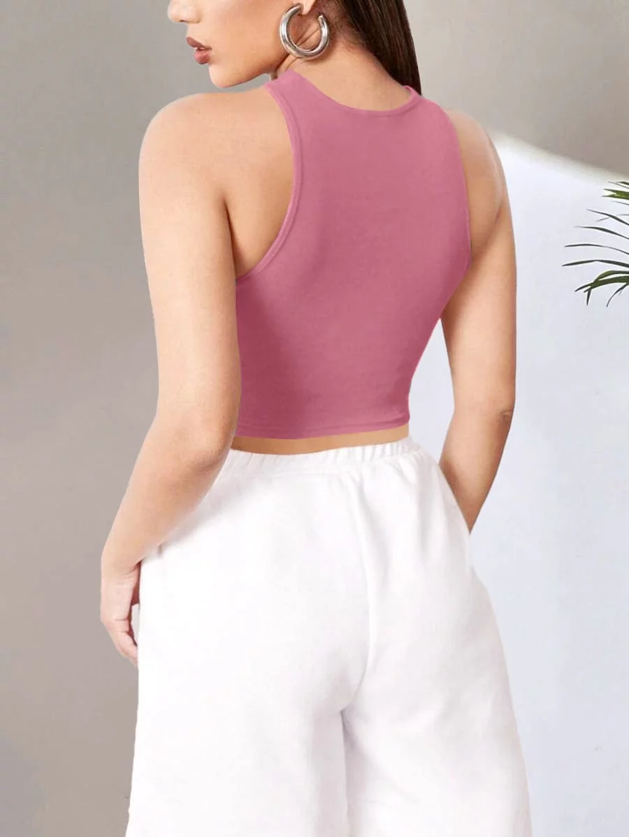 Crop Sports Tank Top – Pink