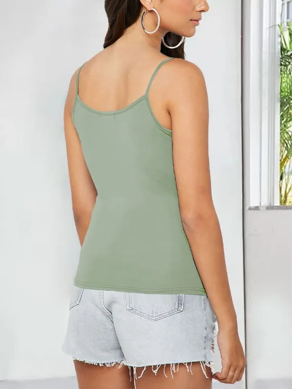 Basic Tank Top Spaghetti Strap Cotton Mint Green