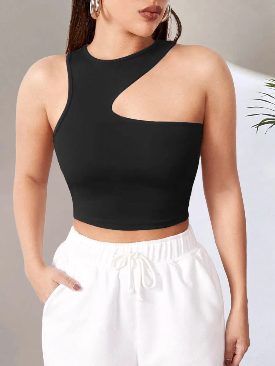 Crop Sports Tank Top – Black