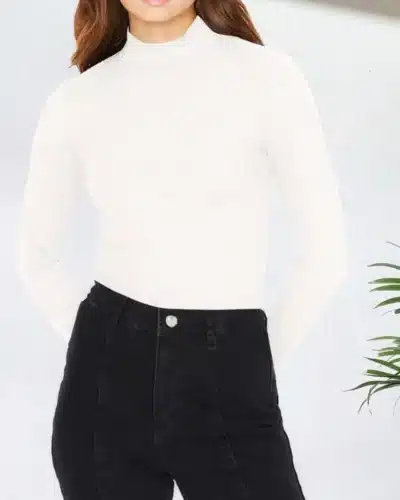 Ribbed Long sleeve Top – Mock neck