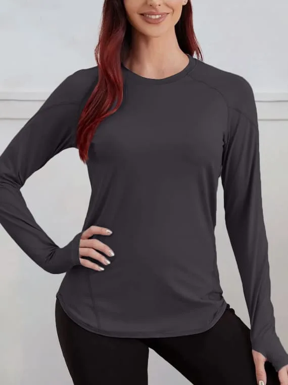 Sport top curved Hem long sleeves – Grey