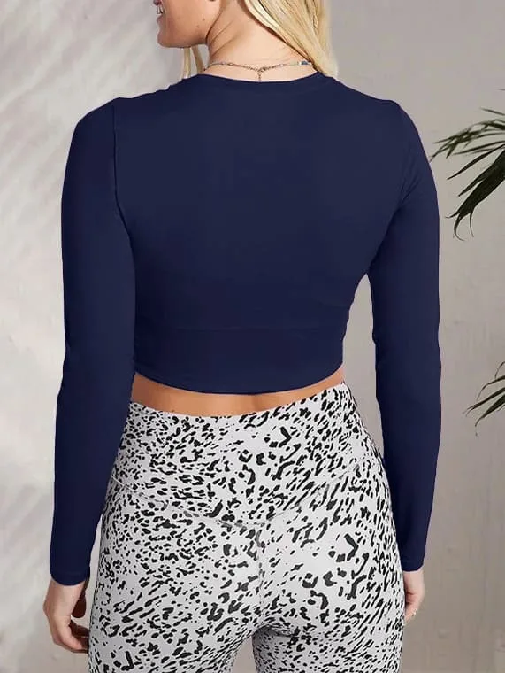 Crop Sport Top Long Sleeves – Navy