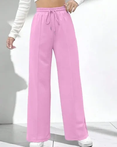 Sport Sweatpants Wide Leg Pants With Line – Light Pink