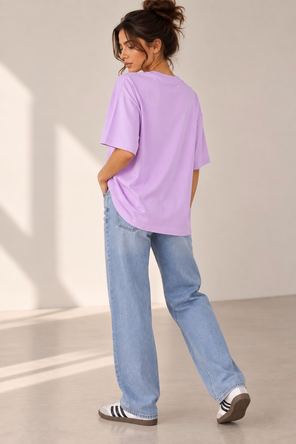 T-Shirt Drop Shoulder Oversized - Cotton - Lavender - الصورة 2