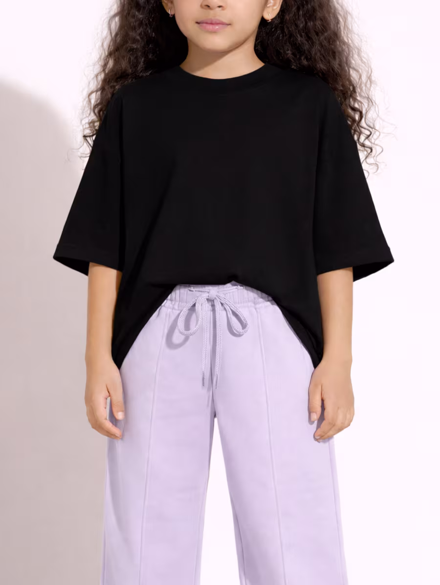 Oversized T-Shirt Drop Shoulder  – Cotton – Black