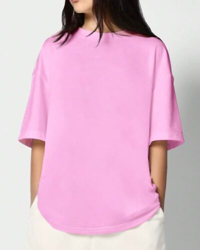Oversized T-Shirt Drop Shoulder  – Cotton – Pink