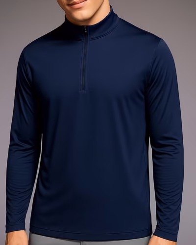 T shirt Half Zipper Long Sleeves – Navy