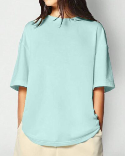 Oversized T-Shirt Drop Shoulder  – Cotton – Turquoise