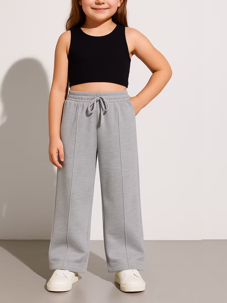 Sweatpants Wide Leg with Line – Elastic waist – Grey