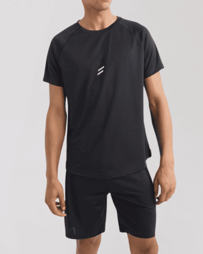 T shirt Half  Sleeves Curved Hem – Black