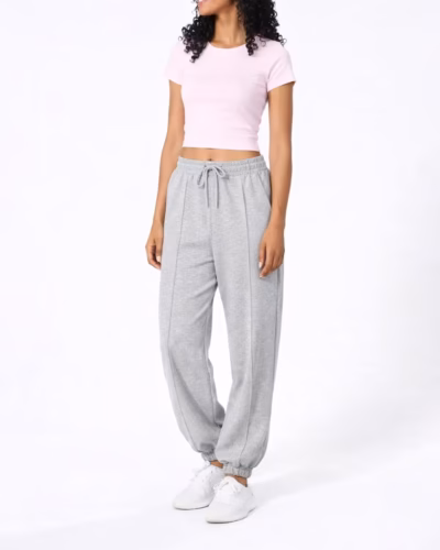 Sport Sweatpants With Line – High Waist – Grey