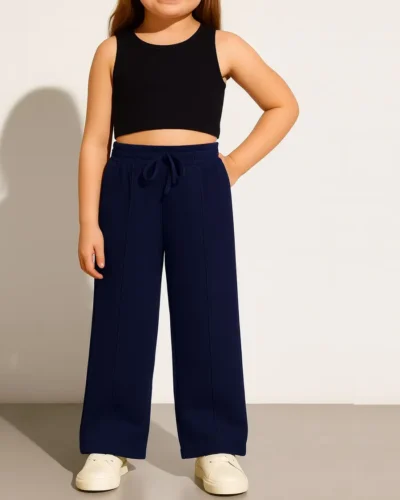 Sweatpants Wide Leg with Line – Elastic waist – Navy