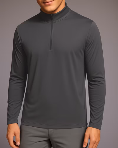 T shirt Half Zipper Long Sleeves – Dark Grey