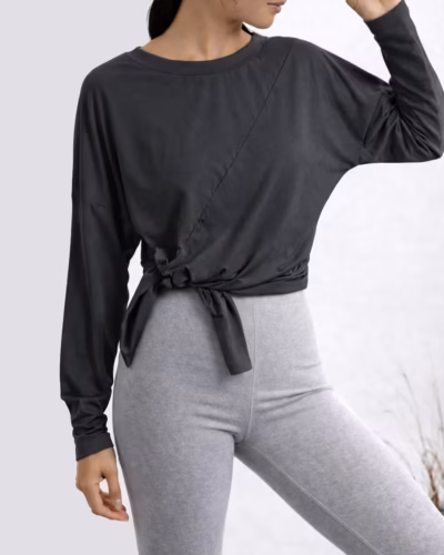 Sports long T-shirt side slit – Dark Grey