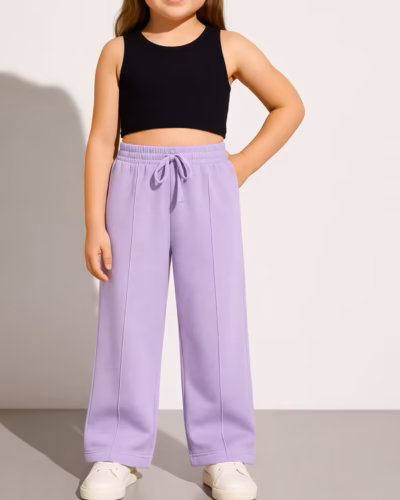 Sweatpants Wide Leg with Line – Elastic waist – Lavender