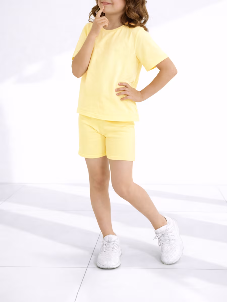 Cotton Drop Shoulder T-shirt & Shorts Set – Yellow