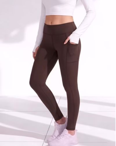 Sport Leggings With Pockets – Brown