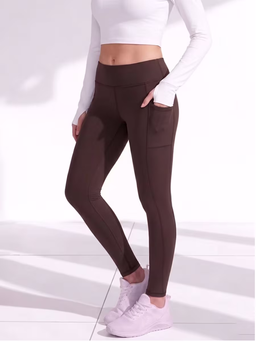 Sport Leggings With Pockets – Brown