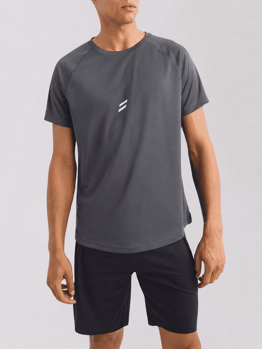 T shirt Half  Sleeves Curved Hem – Dark Grey