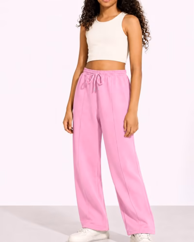 Sweatpants Wide Leg with Line – Elastic waist – Pink