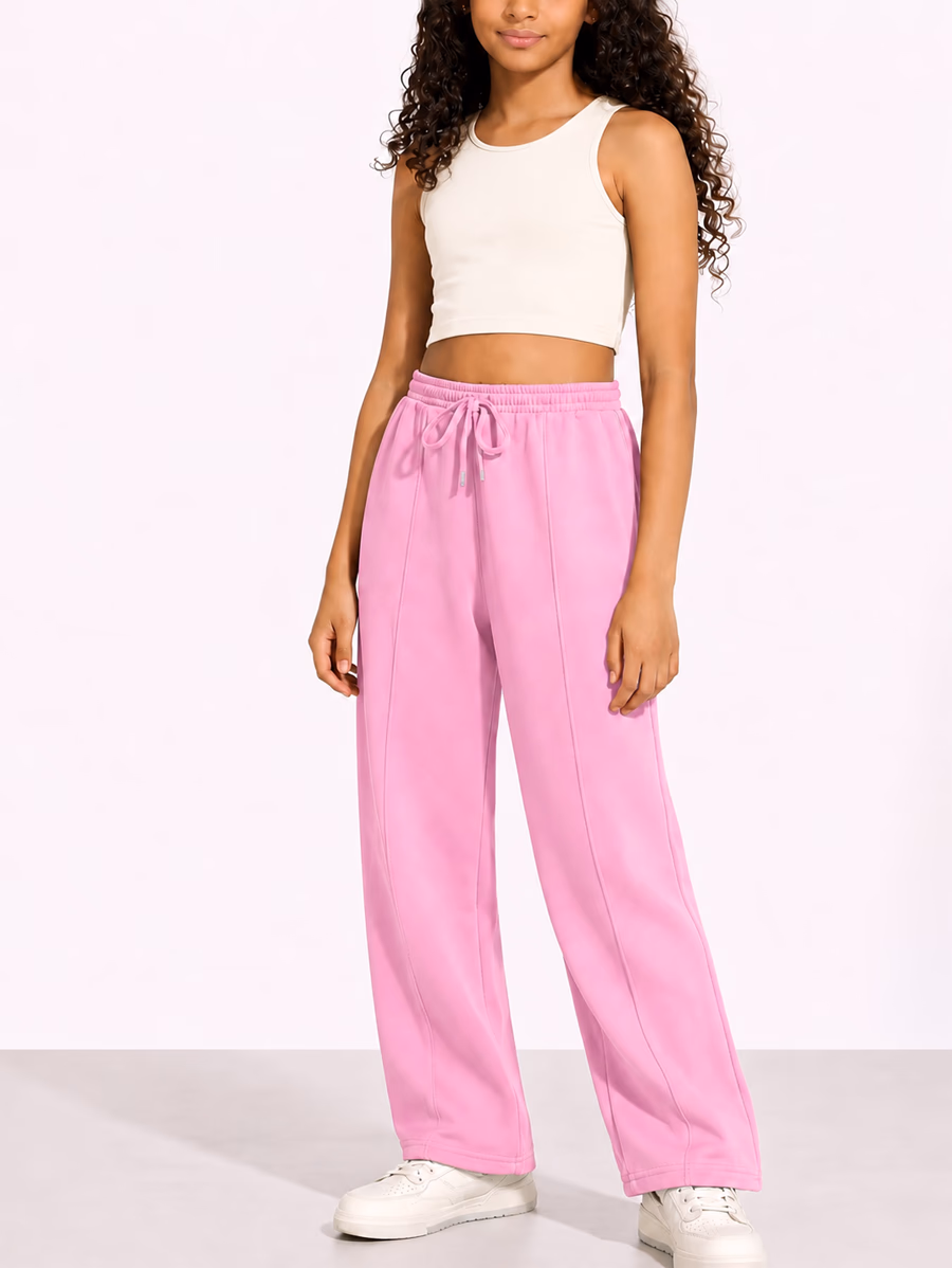 Sweatpants Wide Leg with Line – Elastic waist – Pink