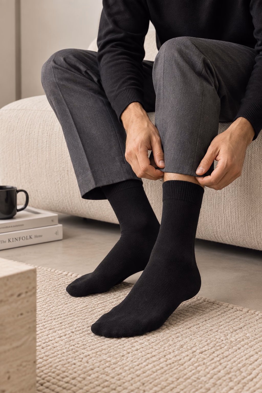 Men Classic Socks- Cotton - Pack of 3 - Black - Image 2