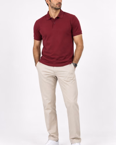 Classic Piqué Polo T-Shirt – 100% Cotton – Burgundy